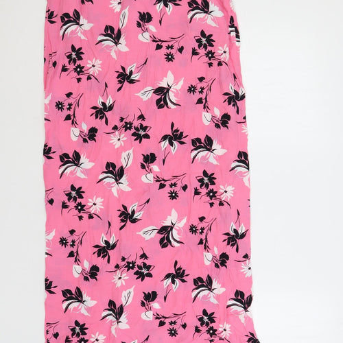 Marks and Spencer Womens Pink Floral Viscose Slip Dress Size 10 V-Neck Pullover