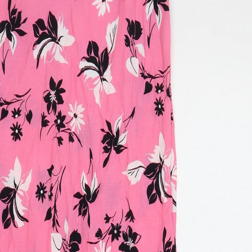 Marks and Spencer Womens Pink Floral Viscose Slip Dress Size 10 V-Neck Pullover