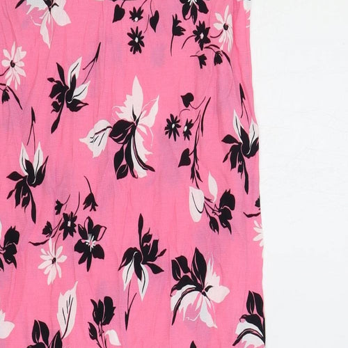 Marks and Spencer Womens Pink Floral Viscose Slip Dress Size 10 V-Neck Pullover