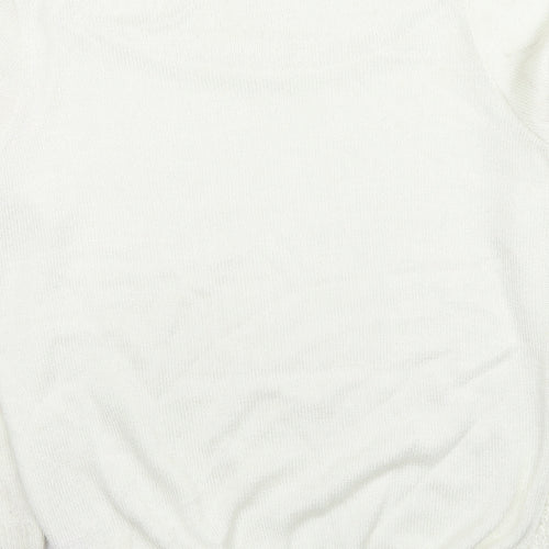 Classics Womens White Round Neck Acrylic Pullover Jumper Size S