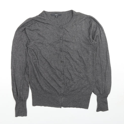 NEXT Womens Grey Round Neck Cotton Cardigan Jumper Size 10