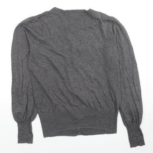 NEXT Womens Grey Round Neck Cotton Cardigan Jumper Size 10