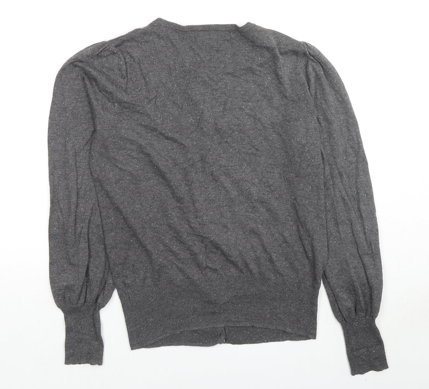 NEXT Womens Grey Round Neck Cotton Cardigan Jumper Size 10