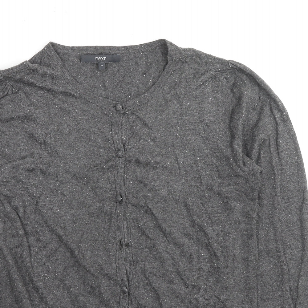 NEXT Womens Grey Round Neck Cotton Cardigan Jumper Size 10