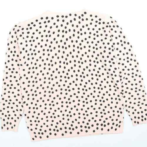 Marks and Spencer Womens Beige Round Neck Polka Dot Acrylic Pullover Jumper Size 14