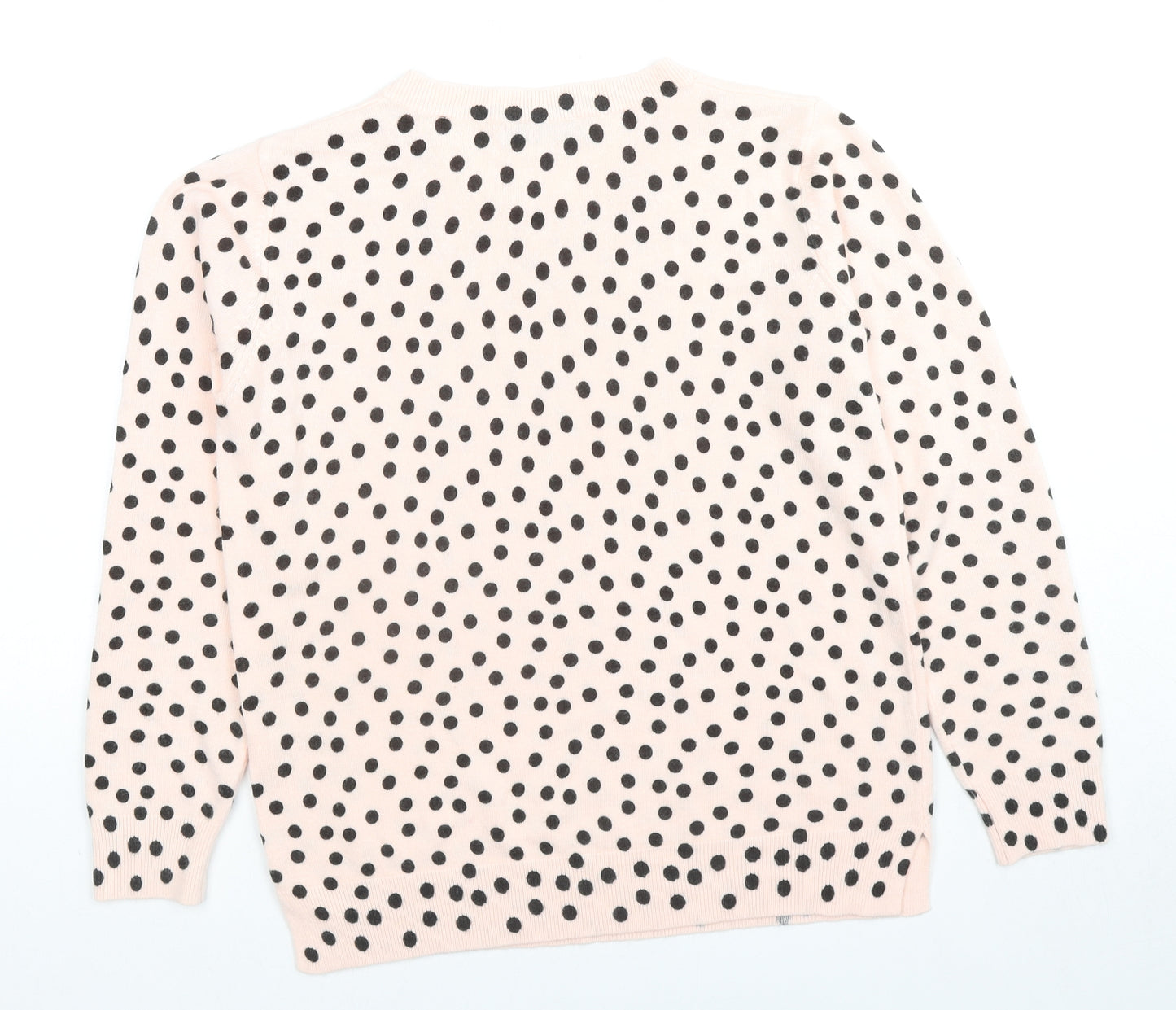 Marks and Spencer Womens Beige Round Neck Polka Dot Acrylic Pullover Jumper Size 14