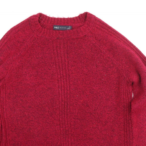 Marks and Spencer Womens Pink Round Neck Acrylic Pullover Jumper Size XS