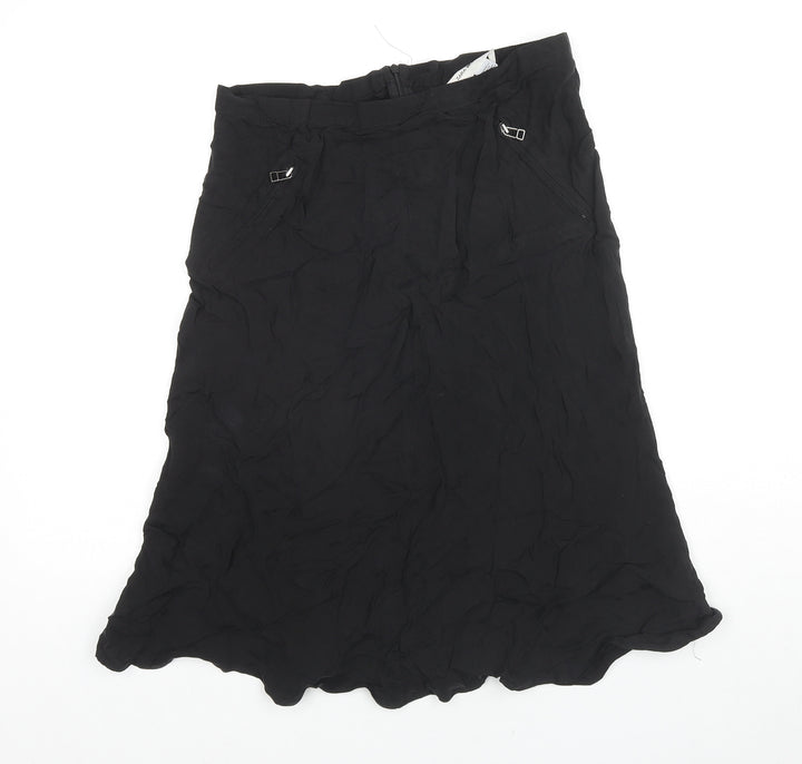 Zara Womens Black Viscose Trumpet Skirt Size 10 Zip