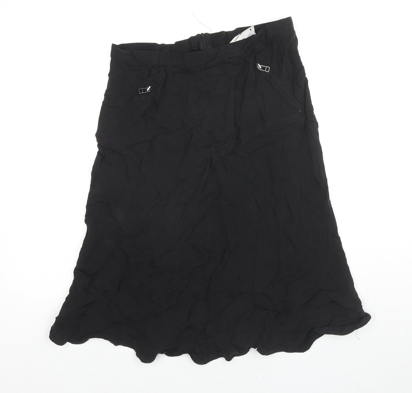 Zara Womens Black Viscose Trumpet Skirt Size 10 Zip