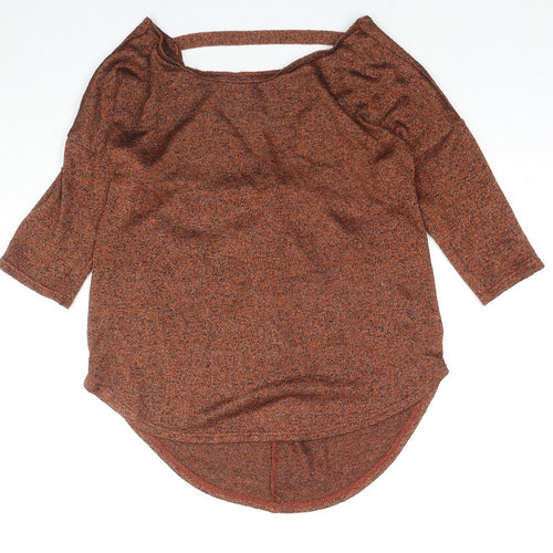 Miss Selfridge Womens Brown Boat Neck Polyester Pullover Jumper Size 10 - Cut Out Back Detail