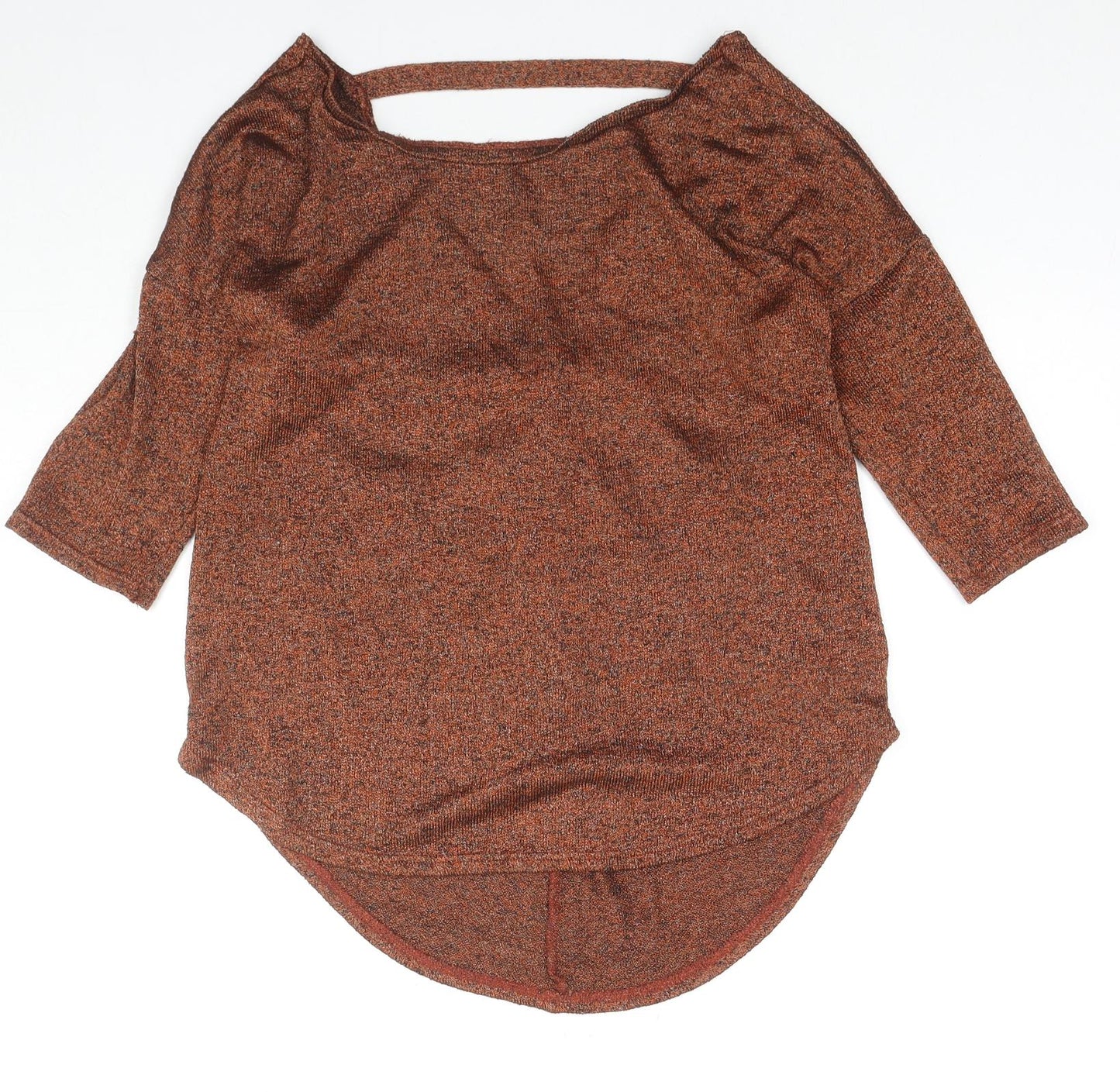 Miss Selfridge Womens Brown Boat Neck Polyester Pullover Jumper Size 10 - Cut Out Back Detail