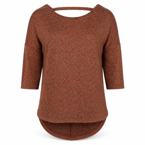 Miss Selfridge Womens Brown Boat Neck Polyester Pullover Jumper Size 10 - Cut Out Back Detail