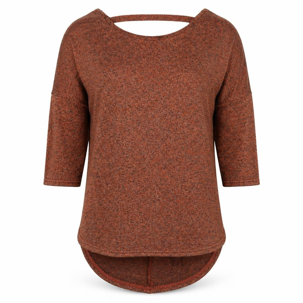 Miss Selfridge Womens Brown Boat Neck Polyester Pullover Jumper Size 10 - Cut Out Back Detail