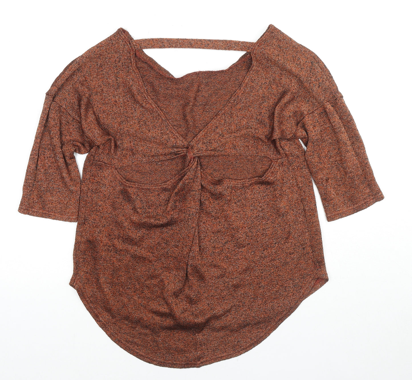 Miss Selfridge Womens Brown Boat Neck Polyester Pullover Jumper Size 10 - Cut Out Back Detail
