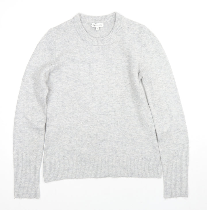 Warehouse Womens Grey Round Neck Acrylic Pullover Jumper Size 8