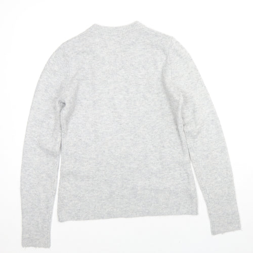 Warehouse Womens Grey Round Neck Acrylic Pullover Jumper Size 8