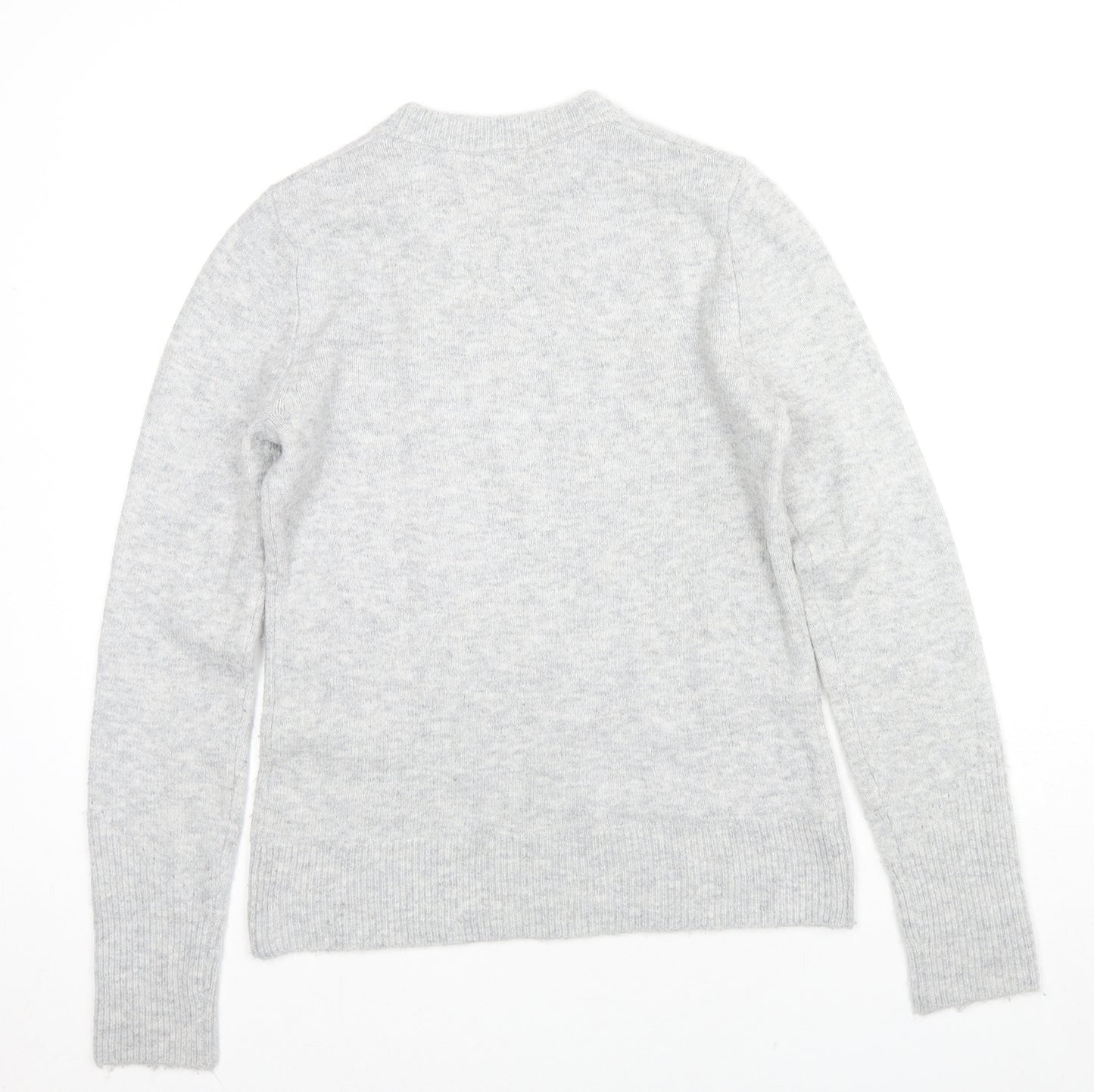 Warehouse Womens Grey Round Neck Acrylic Pullover Jumper Size 8