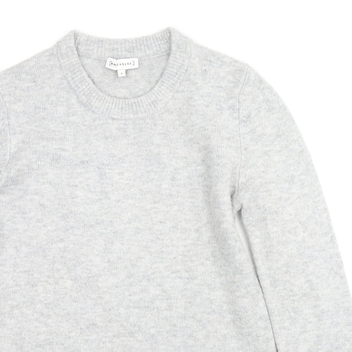 Warehouse Womens Grey Round Neck Acrylic Pullover Jumper Size 8