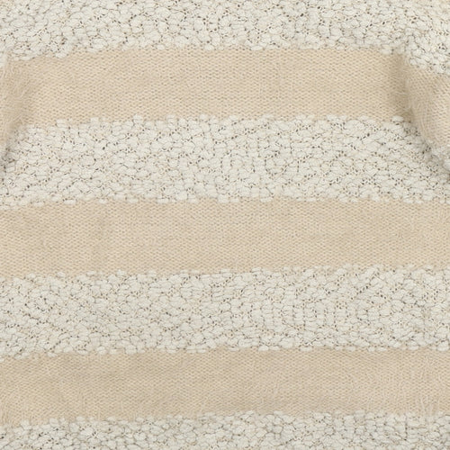 Stella Morgan Womens Beige Round Neck Striped Acrylic Pullover Jumper Size 10
