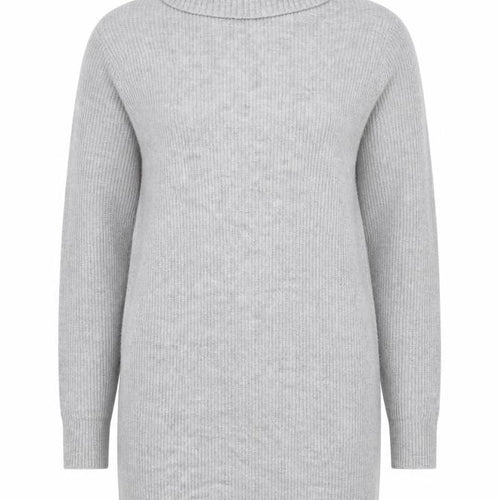 Miss Selfridge Womens Grey Roll Neck Acrylic Tunic Jumper Size XS