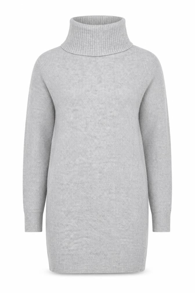 Miss Selfridge Womens Grey Roll Neck Acrylic Tunic Jumper Size XS