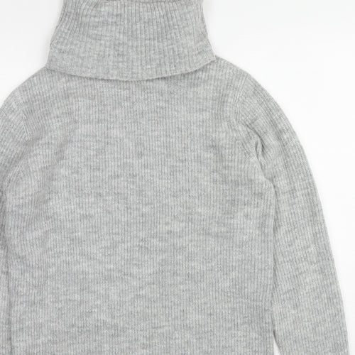 Miss Selfridge Womens Grey Roll Neck Acrylic Tunic Jumper Size XS