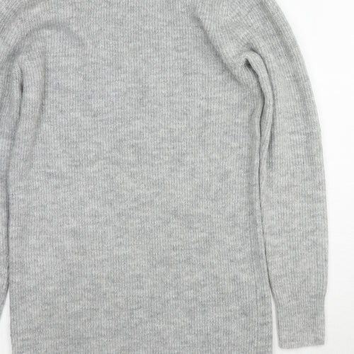 Miss Selfridge Womens Grey Roll Neck Acrylic Tunic Jumper Size XS