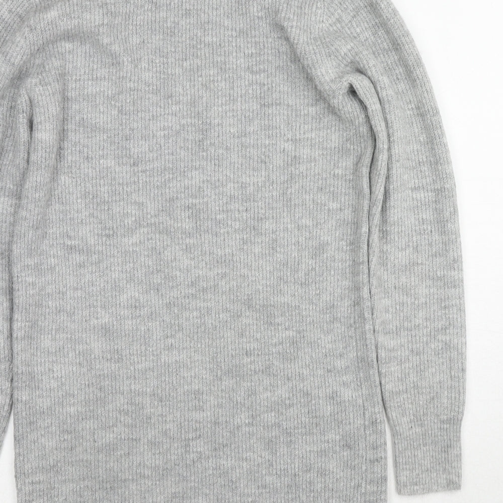 Miss Selfridge Womens Grey Roll Neck Acrylic Tunic Jumper Size XS