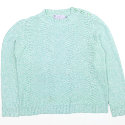 EWM Womens Green Round Neck Acrylic Pullover Jumper Size 14 - Size 14-16