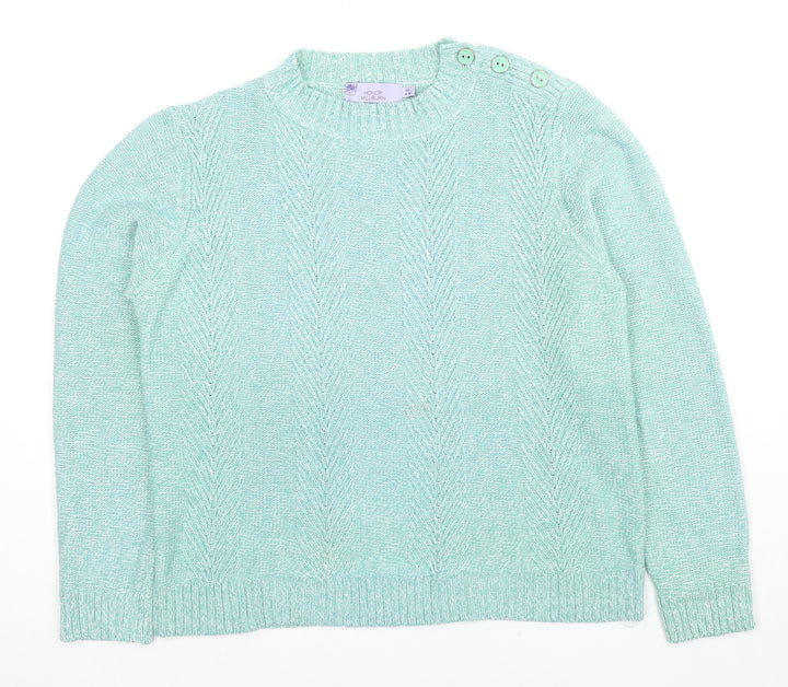 EWM Womens Green Round Neck Acrylic Pullover Jumper Size 14 - Size 14-16