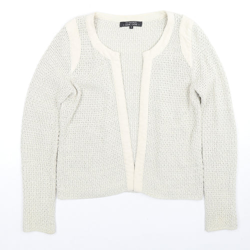 Cache Cache Womens Beige V-Neck Cotton Cardigan Jumper Size S - Glitter Detail, Label Size 1