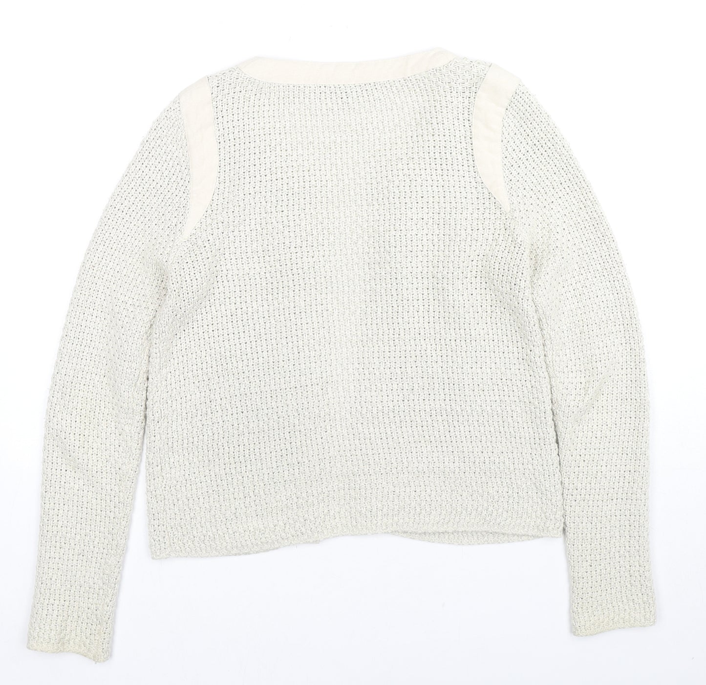 Cache Cache Womens Beige V-Neck Cotton Cardigan Jumper Size S - Glitter Detail, Label Size 1