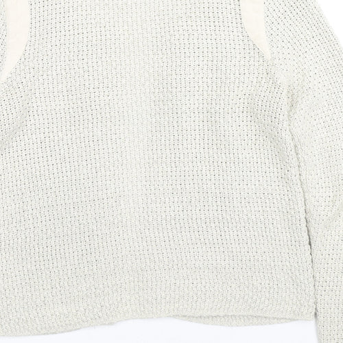 Cache Cache Womens Beige V-Neck Cotton Cardigan Jumper Size S - Glitter Detail, Label Size 1