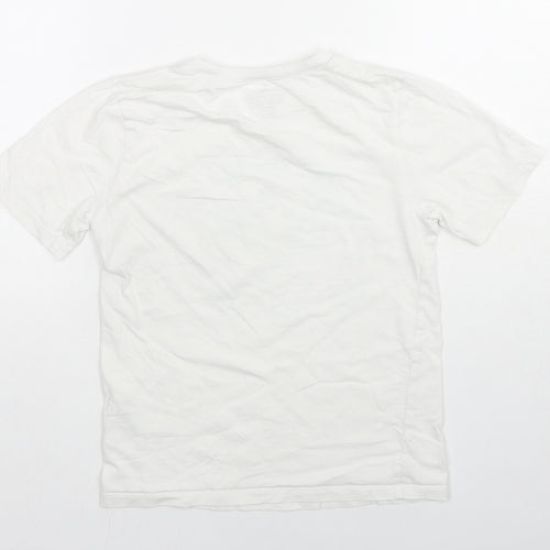 H&M Girls White Cotton Basic T-Shirt Size 6-7 Years Round Neck Pullover - 6-8 Years, Racket Sports Club