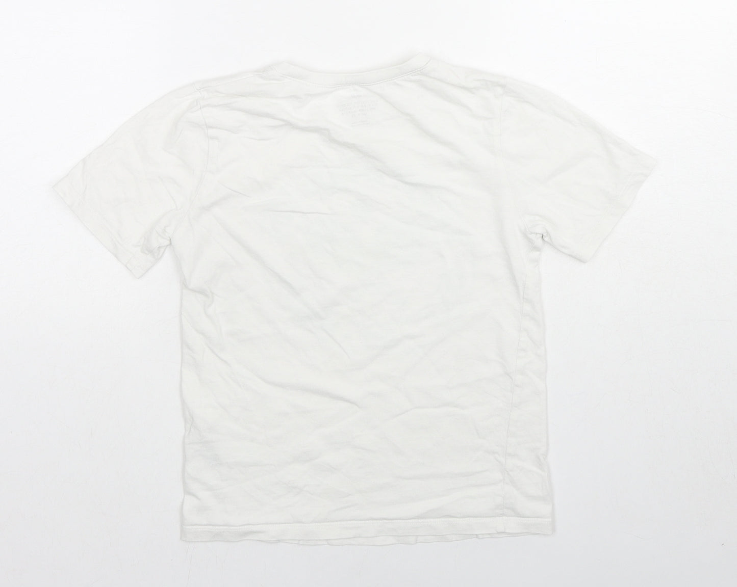 H&M Girls White Cotton Basic T-Shirt Size 6-7 Years Round Neck Pullover - 6-8 Years, Racket Sports Club