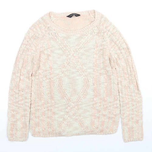 Dorothy Perkins Womens Beige Round Neck Acrylic Pullover Jumper Size 10