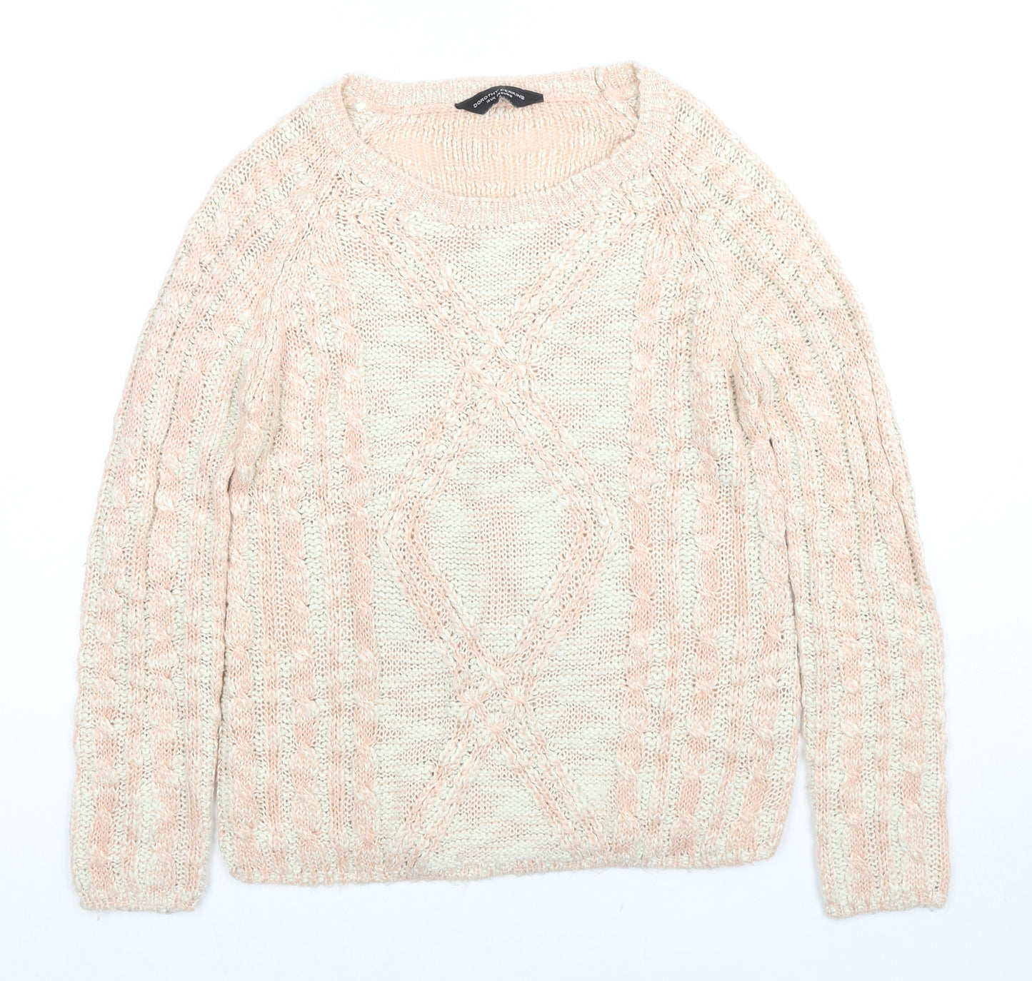 Dorothy Perkins Womens Beige Round Neck Acrylic Pullover Jumper Size 10