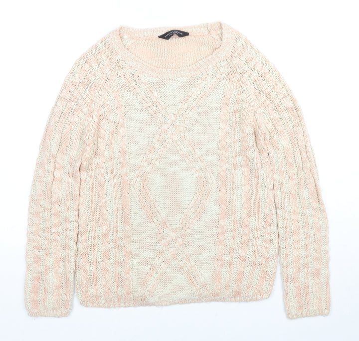 Dorothy Perkins Womens Beige Round Neck Acrylic Pullover Jumper Size 10