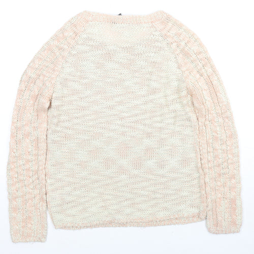 Dorothy Perkins Womens Beige Round Neck Acrylic Pullover Jumper Size 10