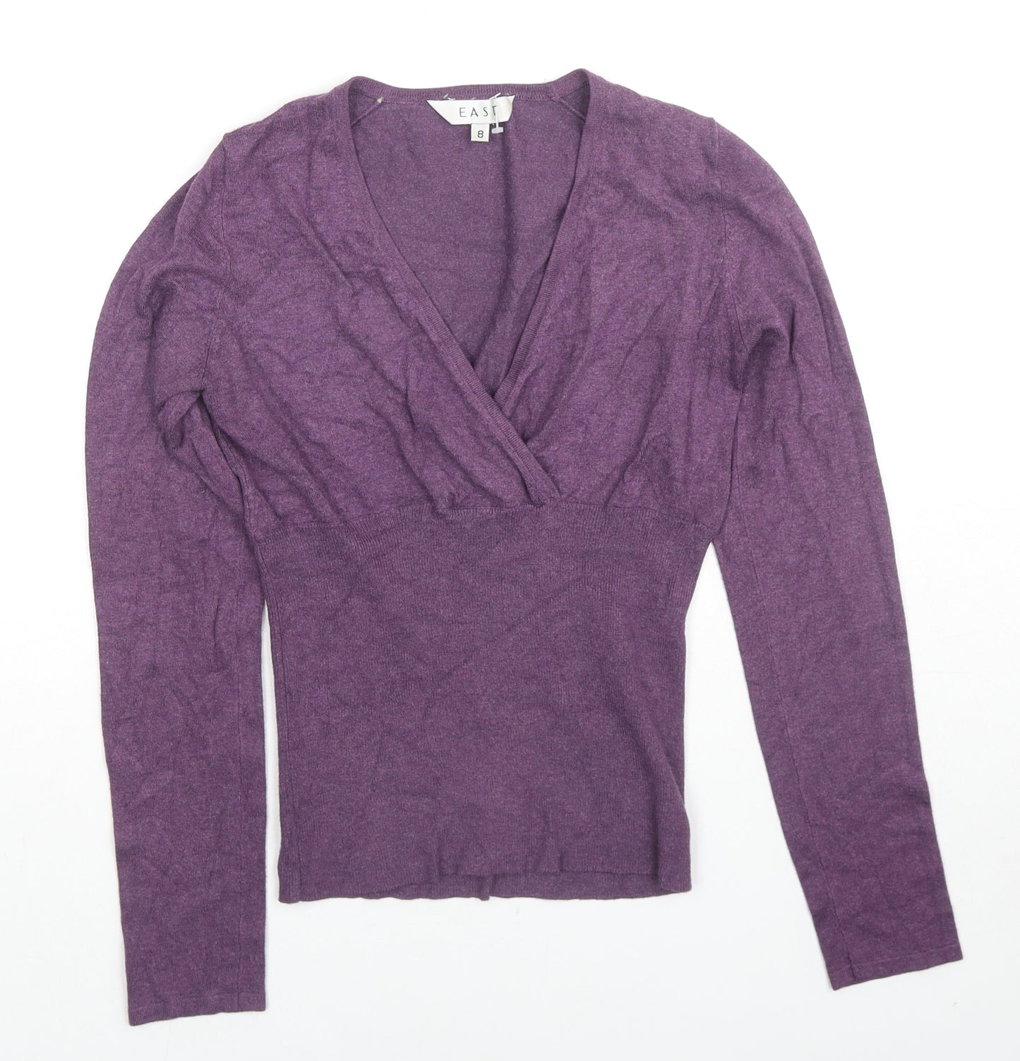 EAST Womens Purple Viscose Basic Blouse Size 8 V-Neck