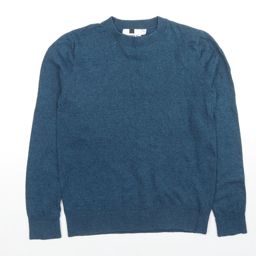 Topshop Mens Blue Round Neck Cotton Pullover Jumper Size XS Long Sleeve