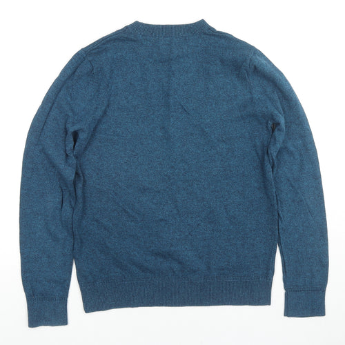 Topshop Mens Blue Round Neck Cotton Pullover Jumper Size XS Long Sleeve