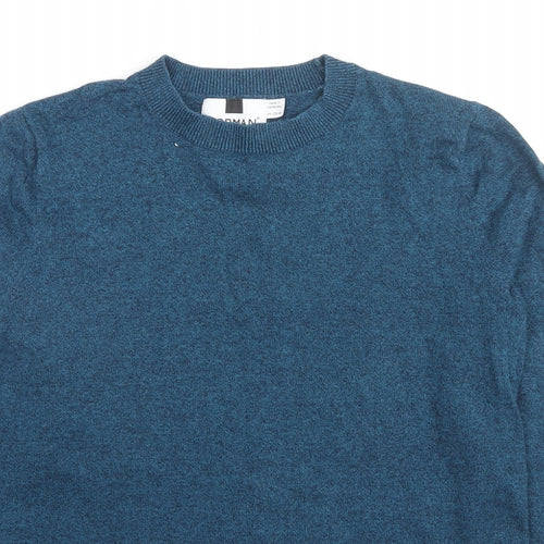 Topshop Mens Blue Round Neck Cotton Pullover Jumper Size XS Long Sleeve