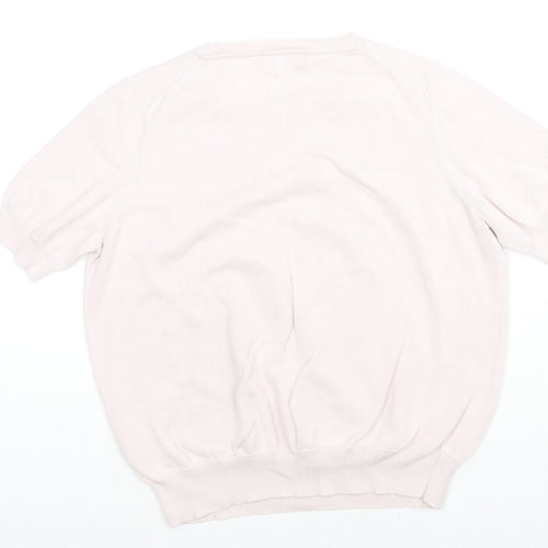 Classic Womens Pink Cotton Basic Blouse Size 14 Round Neck