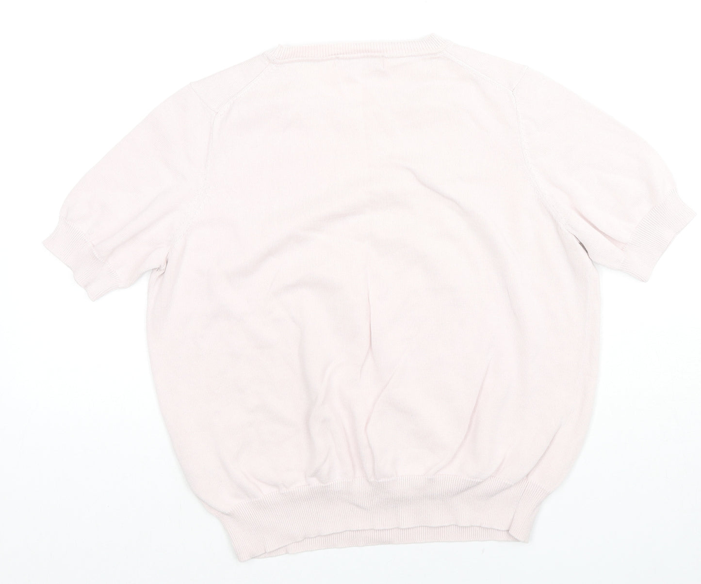 Classic Womens Pink Cotton Basic Blouse Size 14 Round Neck