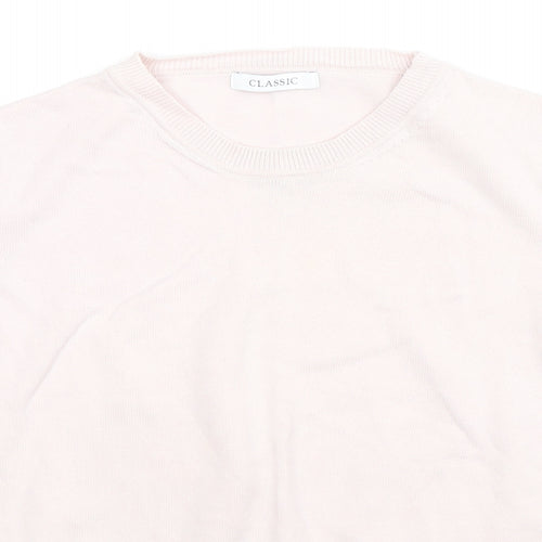 Classic Womens Pink Cotton Basic Blouse Size 14 Round Neck