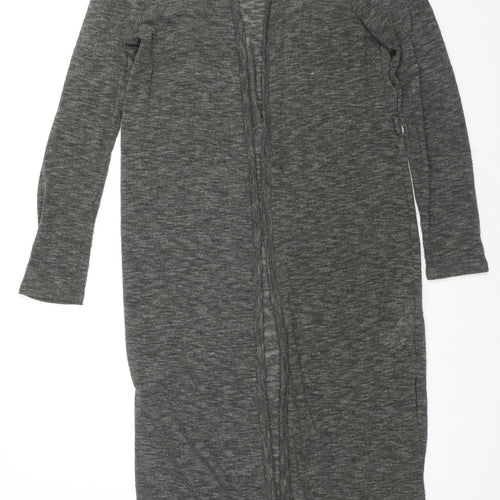 New Look Womens Grey V-Neck Polyester Cardigan Jumper Size 12 - Sheer