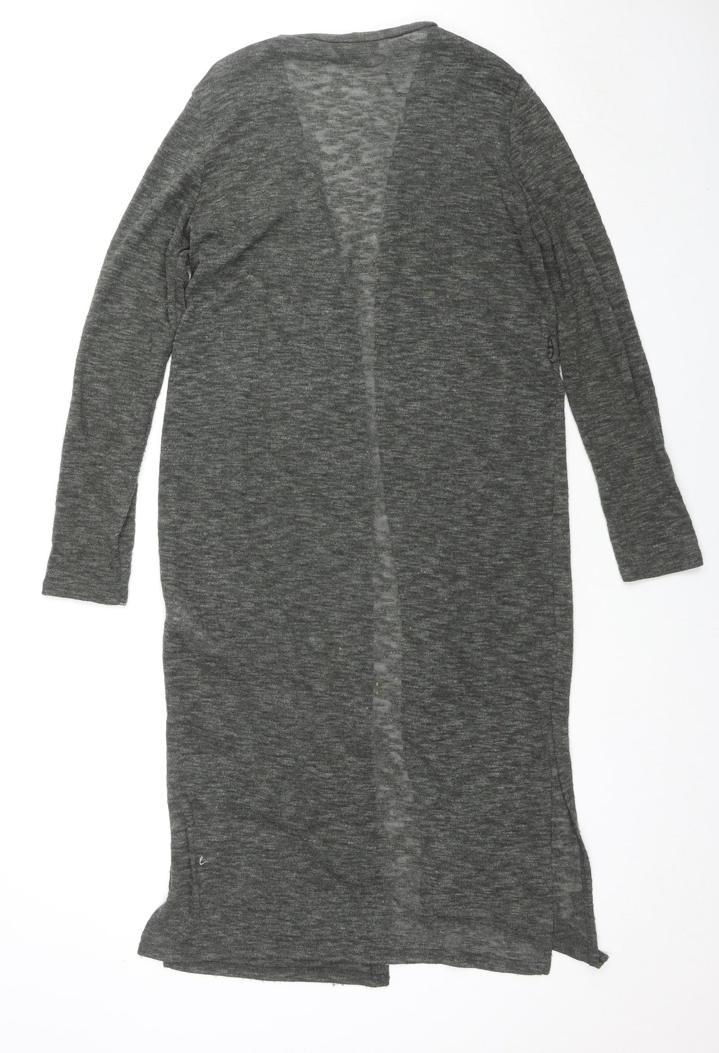 New Look Womens Grey V-Neck Polyester Cardigan Jumper Size 12 - Sheer