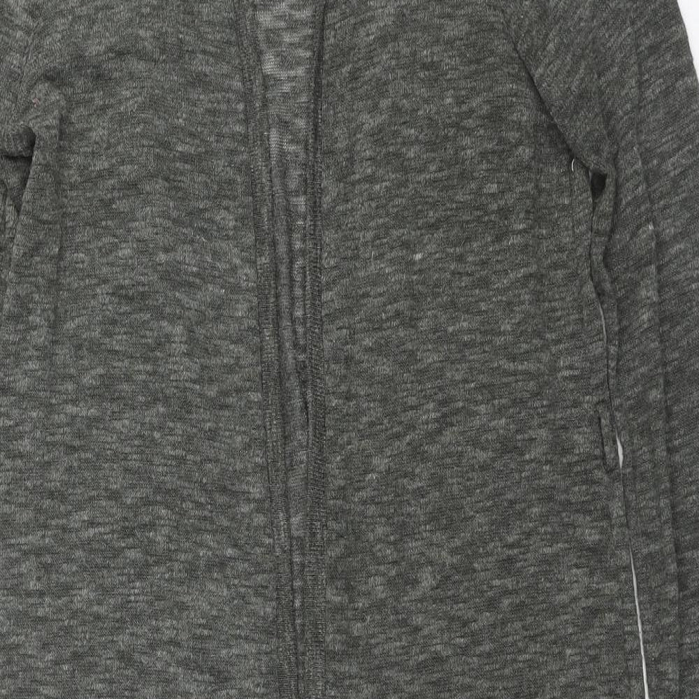 New Look Womens Grey V-Neck Polyester Cardigan Jumper Size 12 - Sheer
