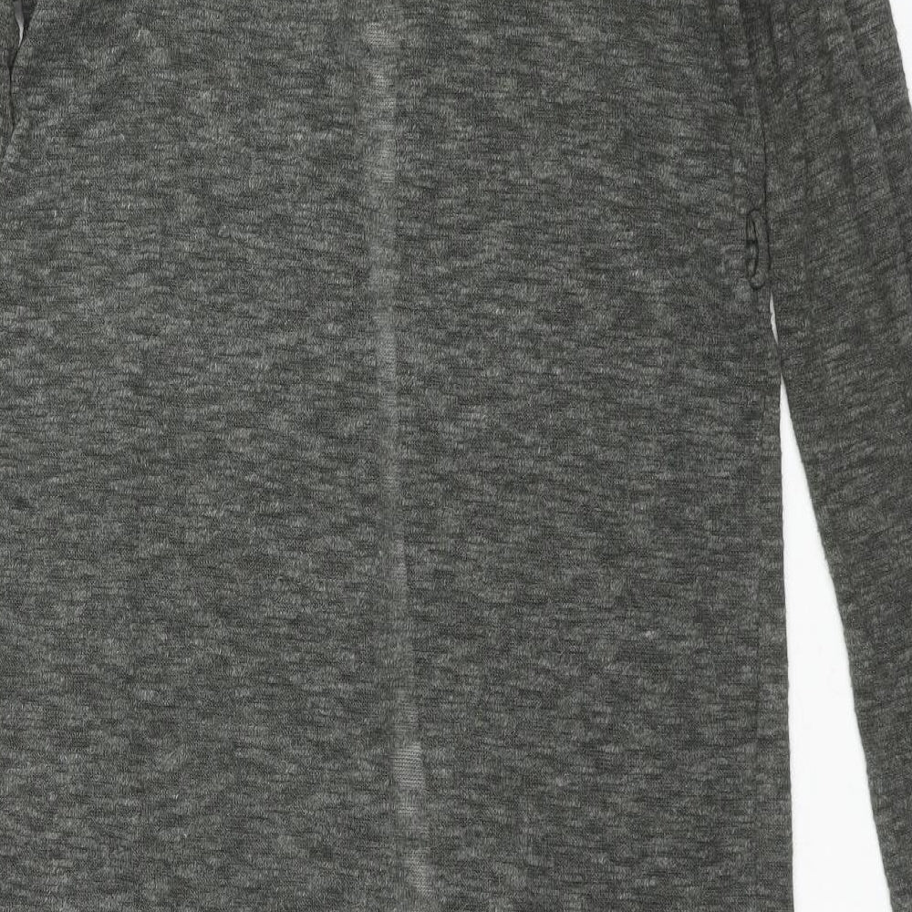 New Look Womens Grey V-Neck Polyester Cardigan Jumper Size 12 - Sheer